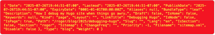 Screenshot of the Debug box